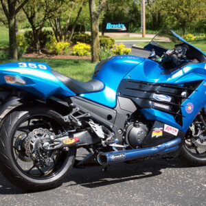 Brocks Performance TiWinder Blue 18" Muffler Street Full Titanium Exhaust System for 2006-2013 Kawasaki ZX14R